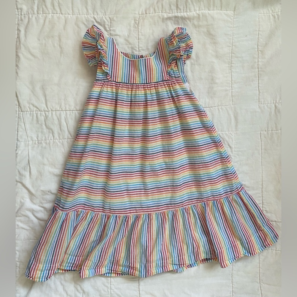 GAP bold rainbow stripe dress 4T 100% cotton fully lined